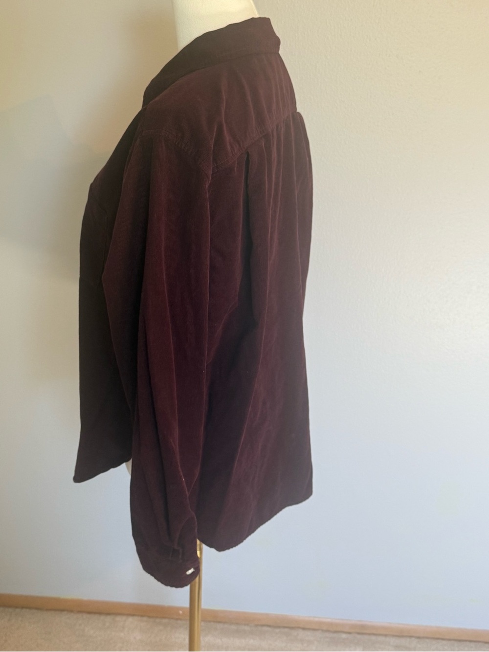 LOFT Deep Plum Corduroy Button Down Shirt 100% Cotton Size Medium - Picture 4 of 8
